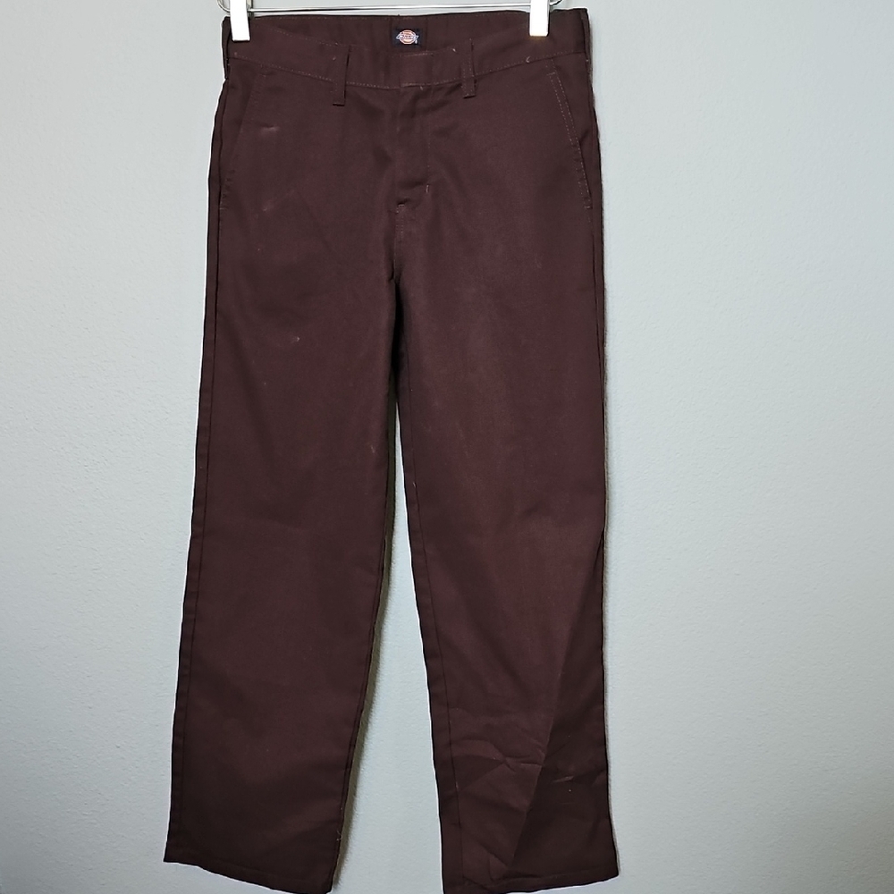 Dickies Boys Size 12 Dark Brown Pants with Adjustable Waist